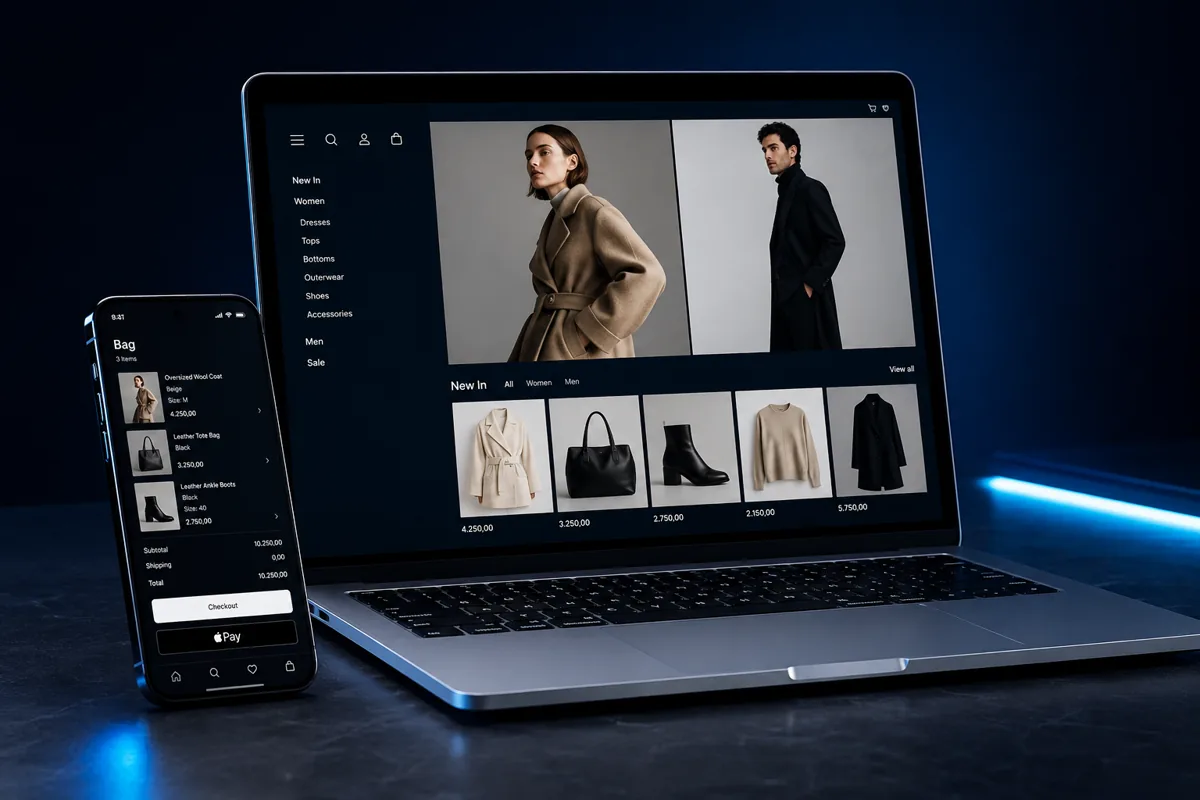 Moda & yaşam e-ticaret platformu için cihaz ve arayüz tasarımı