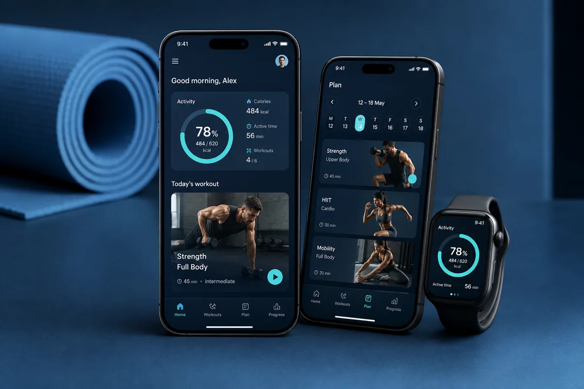 Fitness & kişisel antrenman uygulaması için cihaz ve arayüz tasarımı